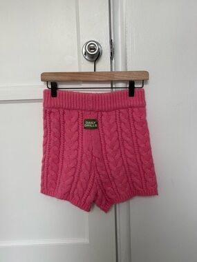 Daily Drills Bright Pink Cable Knit Lounge Shorts